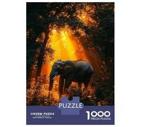 Rompecabezas De 1000 Piezas para Adultos Elephant in Forest with Golden Light Rompecabezas para Adultos Juego Familiar Análisis Y Lógica Cumpleaños Y Navidad 52x38cm/1000pcs