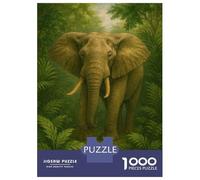 Rompecabezas De 1000 Piezas para Adultos Elephant in Lush Green Jungle Rompecabezas para Adultos Juego Familiar Vacaciones En Casa Matar El Tiempo Desafiante De Completar 38x26cm/1000pcs