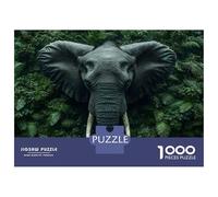 Rompecabezas De 1000 Piezas para Adultos Elephant Portrait in Lush Green Jungle Rompecabezas para Adultos Juguetes Antiestrés Patrón De Montaje Oferta como Regalo para Toda La Familia 52x38cm/1000pcs