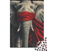 Rompecabezas De 1000 Piezas para Adultos Elephant Red Scarf Art Print Rompecabezas para Adultos Juegos Familiares Análisis Y Lógica Regalos Y Cumpleaños Únicos 38x26cm/1000pcs