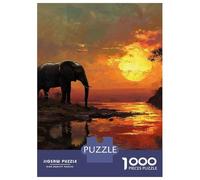 Rompecabezas De 1000 Piezas para Adultos Elephant Sunset Rompecabezas para Adultos Juegos Familiares Pero Divertidos Y Humorísticos Regalo De Cumpleaños, Regalos, 52x38cm/1000pcs