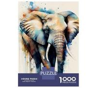 Rompecabezas De 1000 Piezas para Adultos Elephant Watercolor Animal Rompecabezas para Adultos Juegos Familiares Que Mejoran La Memoria Interacción Entre Padres E Hijos 52x38cm/1000pcs
