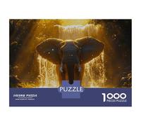 Rompecabezas De 1000 Piezas para Adultos Elephant Waterfall Golden Light Rompecabezas para Adultos Juegos Relajantes Regalos para Mujeres Regalos para Reducir El Estrés 52x38cm/1000pcs