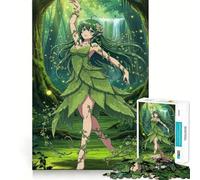 Rompecabezas de 1000 Piezas para Adultos Elfa de Anime con Vestido de Hojas del Bosque Juego de lógica con Cortes de precisión y Bordes Lisos reuniones Familiares (50x75cm)
