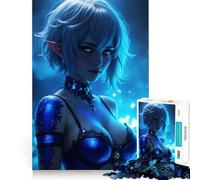 Rompecabezas de 1000 Piezas para Adultos Elfo de Ojos Azules con Bordes limpios,Juego de lógica,Juego de Entretenimiento,decoración navideña 38x26cm