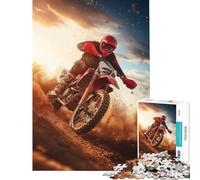 Rompecabezas de 1000 Piezas para Adultos Emoción en Moto de Cross al Atardecer Rompecabezas antiestrés para Adultos Decoración de Pared Desafío Educativo (tamaño 50x75cm)