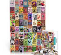 Rompecabezas de 1000 Piezas para Adultos “Empalme Retro Colorido psicodélico” Hecho de Papel,para Mayores de 14 años Juguete Educativo antiestrés Regalos de Amigo Secreto。tamaño:38x52cm