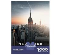 Rompecabezas De 1000 Piezas para Adultos Empire State Building at Golden Hour NYC Sunset Rompecabezas para Adultos Juegos Familiares Desafío Difícil para Cumpleaños, Navidad 70x50cm/1000pcs