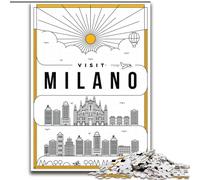 Rompecabezas de 1000 Piezas para Adultos en Milán, Italia Apto para Mayores de 14 años Juego Educativo, desafío, Juguete, Regalo de cumpleaños (38x26cm) 1000 Piezas