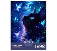 Rompecabezas De 1000 Piezas para Adultos Enchanted Black Cat with Magical Birds Rompecabezas para Adultos Juguete Decoración De Pared Desafío Difícil Diversión Actividades En Casa, 70x50cm/1000pcs