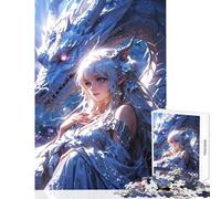 Rompecabezas de 1000 Piezas para Adultos Enchanted Bond Doncella Elfa y Dragón Místico Juguete para decoración de Pared Regalo Divertido Juego de ingenio difícil y desafiante tamaño 38x26cm