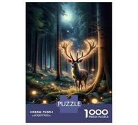 Rompecabezas De 1000 Piezas para Adultos Enchanted Forest Glowing Deer Rompecabezas para Adultos: Un Juego Práctico, Divertido Y Un Desafío Educativo con Humor 38x26cm/1000pcs