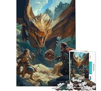 Rompecabezas de 1000 Piezas para Adultos Encuentro del dragón con Guerreros Rompecabezas antiestrés Mejora la Memoria cumpleaños (tamaño 38x52cm)