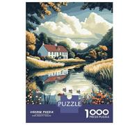 Rompecabezas De 1000 Piezas para Adultos England Countryside River Scene Rompecabezas para Adultos Juegos De Relajación Regalos para Mujeres Desafío Educativo 52x38cm/1000pcs
