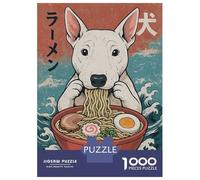Rompecabezas De 1000 Piezas para Adultos English Bull Terrier Eating Ramen Rompecabezas para Adolescentes Juego Familiar Desafío Difícil Gran Regalo para Jugar 38x26cm/1000pcs