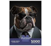 Rompecabezas De 1000 Piezas para Adultos English Bulldog Mafia Boss Rompecabezas para Adultos Juegos Divertidos Análisis Y Lógica Regalos para Amigos Y Familiares 52x38cm/1000pcs