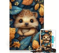 Rompecabezas de 1000 Piezas para Adultos Erizo bebé Entre Hojas de otoño Juego de articulaciones firmes Juego de concentración Regalo Ideal para divertirse en Navidad Arte Decorativo (50x75cm)