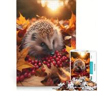 Rompecabezas de 1000 Piezas para Adultos: Erizo en Busca de alimento en otoño, Juego de ingenio, Corte de precisión, colección de Artistas, Bellas Artes, 50x75cm