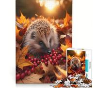 Rompecabezas de 1000 Piezas para Adultos: Erizo en Busca de alimento en otoño Juego de ingenio, desafiante para completar Fortalece el Amor Entre Parejas 38x52cm