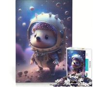 Rompecabezas de 1000 Piezas para Adultos: Erizo Espacial Astronauta Juegos Divertidos y desafiantes para completar, Que fomentan el Amor en Pareja 38x52cm