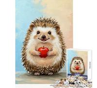 Rompecabezas de 1000 Piezas para Adultos Erizo Sonriente con Manzana Juguete para Pintar decoración de Pared Regalos para Mujeres y Hombres Juegos relajantes Interesante reducción del estrés 38x52cm