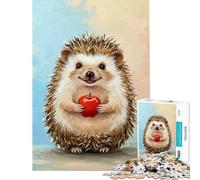 Rompecabezas de 1000 Piezas para Adultos Erizo Sonriente con Manzana Rompecabezas antiestrés de 1000 Piezas Mejora la Memoria cumpleaños y Navidad (38x26cm)