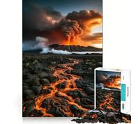 Rompecabezas de 1000 Piezas para Adultos erupción volcánica con Flujo de Lava Juguete Que desafía la Mente Corte preciso y alineación Actividad Divertida para Toda la Familia (38x52cm)