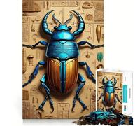 Rompecabezas de 1000 Piezas para Adultos Escarabajo Azul sobre papiro Decoración de fácil Montaje,Juego cognitivo Divertido,Juego de la Paz,Actividad de cumpleaños 50x75cm