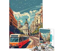 Rompecabezas de 1000 Piezas para Adultos Escena callejera de Madrid Actividades Divertidas para Hacer en casa Regalos para Mujeres Juego de ingenio para Mayores de 14 años (50x75cm)
