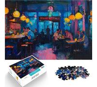 Rompecabezas de 1000 Piezas para Adultos Escena de Bar Nocturno Juguete Educativo para aliviar el estrés Regalos de cumpleaños 38x26cm
