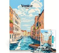 Rompecabezas de 1000 Piezas para Adultos Escena de los Canales de Venecia, Piezas de Corte Limpio, Juego de Habilidad Mental, Momento de relajación, Divertido, Escena navideña, Arte (38x26cm)