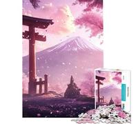 Rompecabezas de 1000 Piezas para Adultos Escena del Monte Fuji con cerezos en Flor Difícil y desafiante Mejora la Memoria Juguete antiestrés para Mayores de 14 años (38x52cm)
