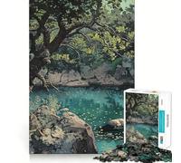Rompecabezas de 1000 Piezas para Adultos Escena Tranquila Junto al Lago con un árbol Piezas de Corte Limpio Juego de Habilidad Mental Momento de relajación Diversión Escena navideña Arte (38x52cm)