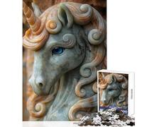 Rompecabezas de 1000 Piezas para Adultos Escultura de Unicornio de Jade Juguetes antiestrés Regalo de cumpleaños Juego Educativo Interesante reducción del estrés tamaño 38x52cm