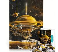 Rompecabezas de 1000 Piezas para Adultos Escultura Espacial de Saturno Juego práctico Carrera de Velocidad Manual con Piezas de Formas aleatorias Que encajan Perfectamente 50x75cm