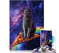 Rompecabezas de 1000 Piezas para Adultos Espacio para Gatos y Pizza Juguete Educativo Intelectual descompresor Ideas de Regalos 52x38cm