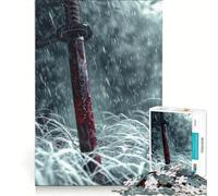 Rompecabezas de 1000 Piezas para Adultos: Espada ensangrentada bajo la Lluvia, Juguetes para armar, interacción Entre Padres e Hijos, colección de Artistas, Bellas Artes 38x26cm