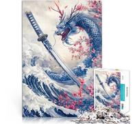 Rompecabezas de 1000 Piezas para Adultos Espada Katana de Dragón Japonesa Juguetes de Juego desafiantes Mejorar el Amor Entre Parejas 38x26cm
