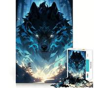 Rompecabezas de 1000 Piezas para Adultos,espíritu del Lobo Azul,Corte preciso,diversión,Juego de lógica,Tiempo de Ocio,Arte con Escena navideña 38x52cm
