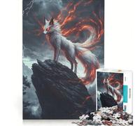 Rompecabezas de 1000 Piezas para Adultos: Espíritu del Zorro Ardiente, Juego Imposible, Desafío Difícil, Fortalece el Amor Entre Parejas 38x52cm