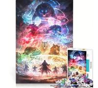 Rompecabezas de 1000 Piezas para Adultos: Espíritus elementales del Lobo, Juego práctico, decoración para el hogar, cumpleaños y Navidad 38x52cm