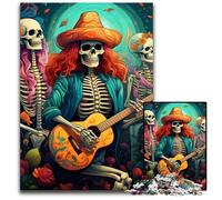 Rompecabezas de 1000 Piezas para Adultos, Esqueleto artístico Tocando la Guitarra, Rompecabezas para Adultos, Juego Interactivo Familiar, desafío Mental, Regalo, 26x38cm/10,23x14,96 Pulgadas