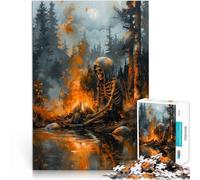 Rompecabezas de 1000 Piezas para Adultos Esqueleto Junto al Fuego Juguetes Juegos Educativos Antiestrés Mejorar el Amor Entre Parejas 75x50cm