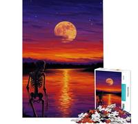 Rompecabezas de 1000 Piezas para Adultos Esqueleto Junto al Lago al Atardecer Juguete Educativo Juego Intelectual Regalo de cumpleaños desafío difícil (tamaño 75x50cm)