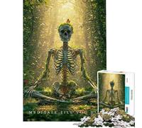 Rompecabezas de 1000 Piezas para Adultos Esqueleto meditando en el Bosque Rompecabezas para Adolescentes Diseño de Montaje difícil y desafiante Juego desafiante para Toda la Familia 38x26cm