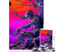 Rompecabezas de 1000 Piezas para Adultos Esqueleto neón en un árbol Divertido Juego antiestrés Juguetes de decoración para el hogar Fortalece el Amor Entre Parejas (38x52cm)