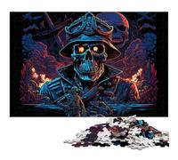 Rompecabezas de 1000 Piezas para Adultos, Esqueleto Pirata, Rompecabezas de Madera, Rompecabezas de Alta dificultad para Adolescentes, 50x75cm/19,68x29,52 Pulgadas