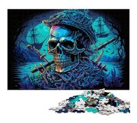 Rompecabezas de 1000 Piezas para Adultos, Esqueleto Pirata, Rompecabezas para Adultos, Juego Interactivo Familiar, desafío Mental, Regalo, 26x38cm/10,23x14,96 Pulgadas