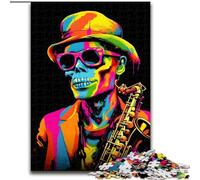 Rompecabezas de 1000 Piezas para Adultos, Esqueleto Tocando el saxofón, para Mayores de 14 años Ideal para Parejas, Actividades en casa, Regalo de cumpleaños o de Viaje tamaño 50x75cm