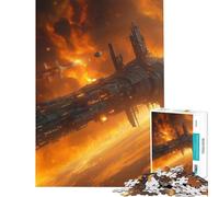 Rompecabezas de 1000 Piezas para Adultos Estación Espacial en Llamas Un Reto para completar Actividades Familiares Juego Familiar Apto para Mayores de 14 años (38x26cm)